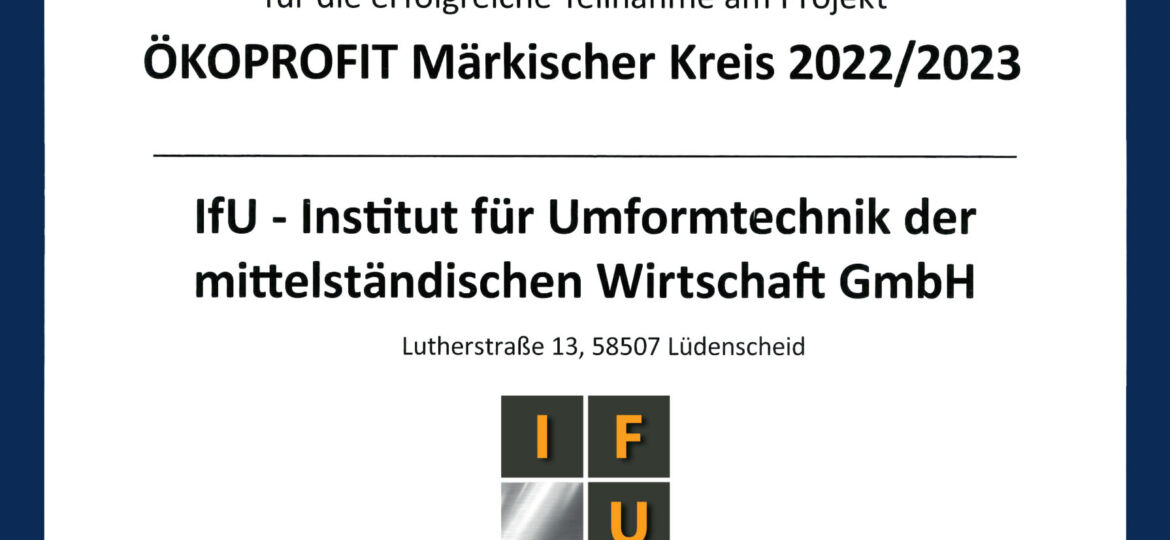 2023 Ökoprofit Auszeichnungsurkunde